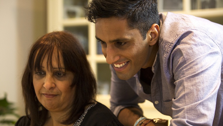 Amrik with his mother