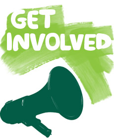 Loudspeaker with Get Involved sign