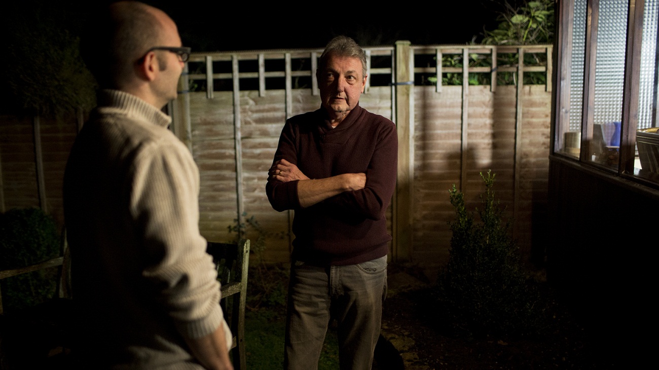 Gary and Mike talking in the garden