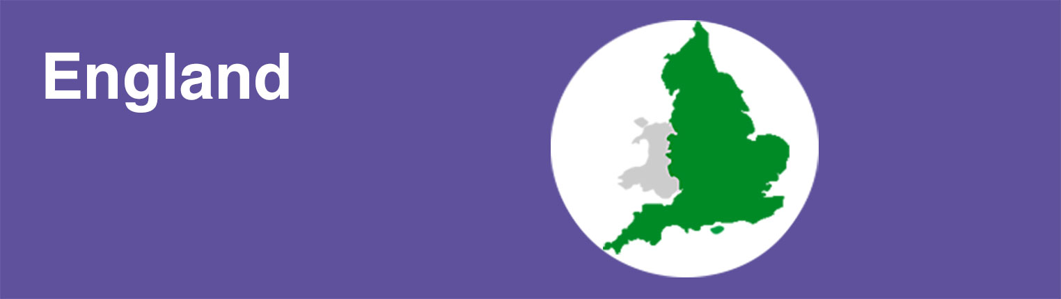 An illustrated map of England with the text 'England' on a purple background.