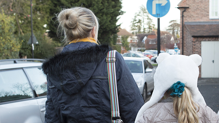 Kate and Grace walking together.