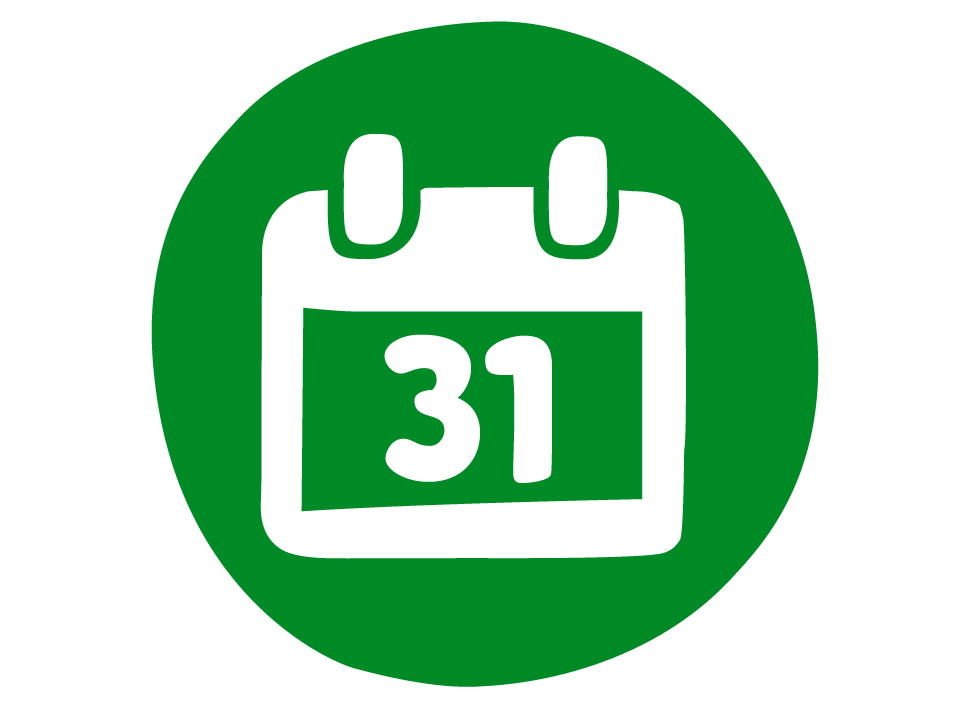 An icon of a green ring-binder calendar with the number 31 on it.