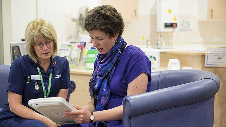 Wendy (nurse) with Kate who had Hodgkin lymphoma