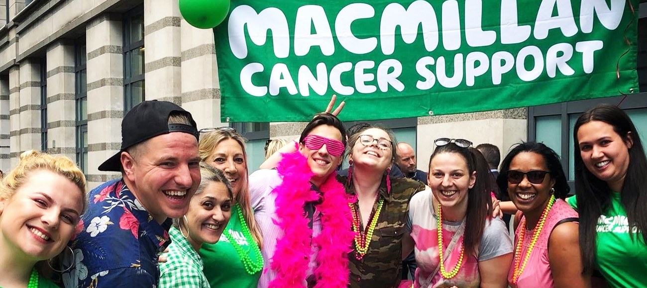 Greene King employees gather together to support Macmillan.