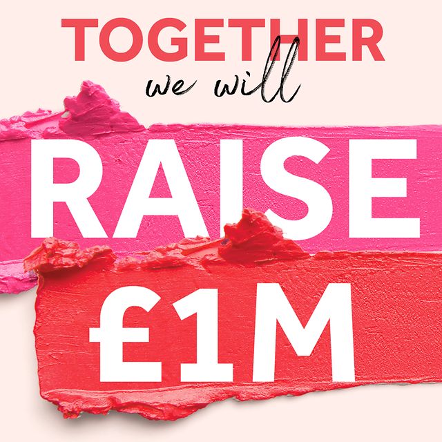 A photograph of smeared make up. The text reads 'Together we will raise £1 million'.