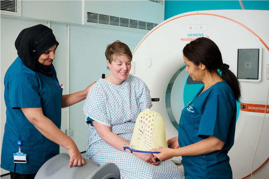 Preparing a person for a radiotherapy mask- 3b