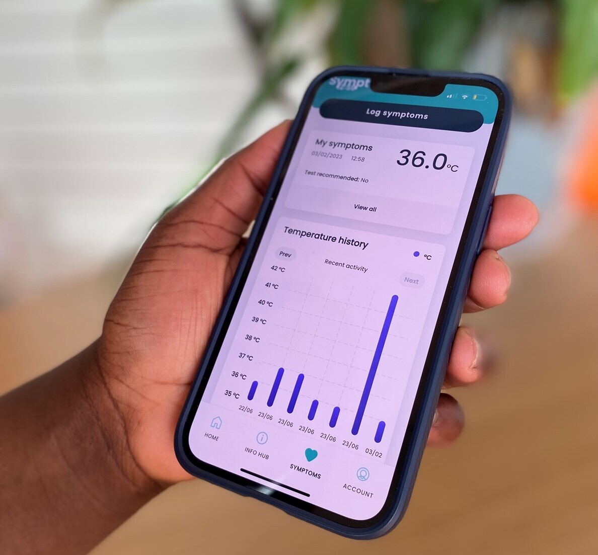 A photo of the Neutrocheck app.