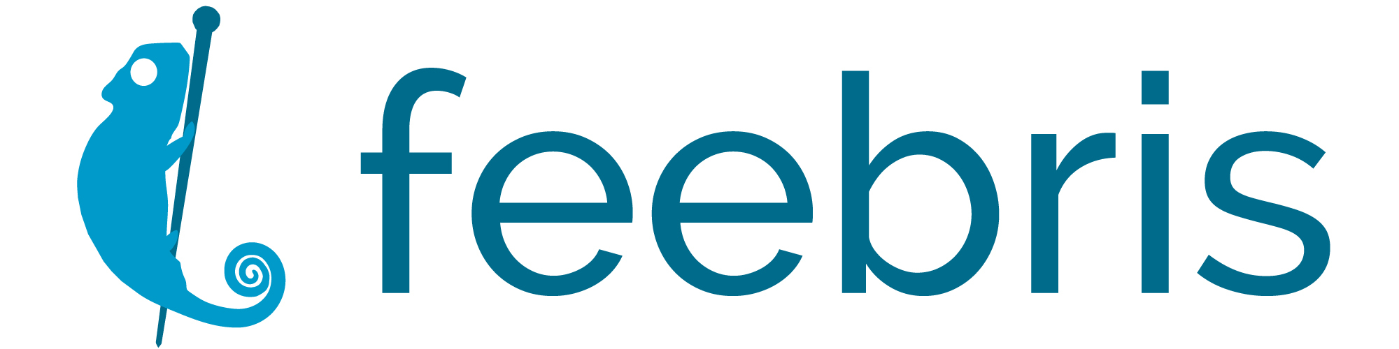 A blue lizard with the words feebris 