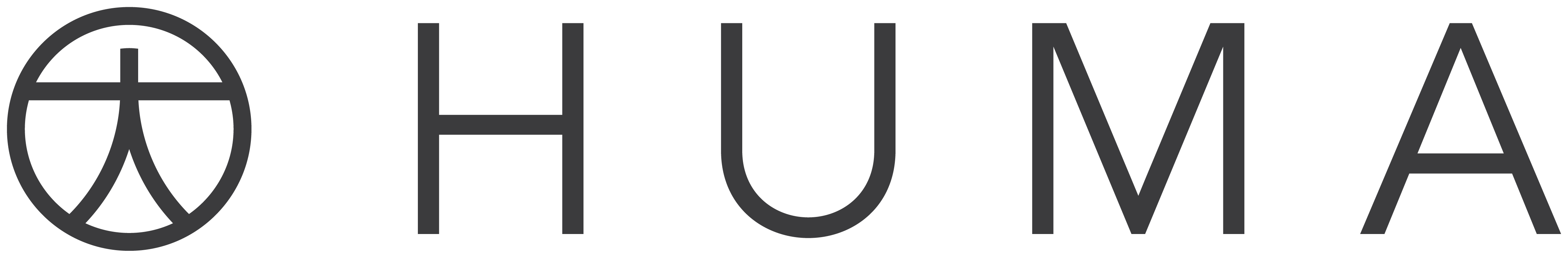 Huma logo in grey writing