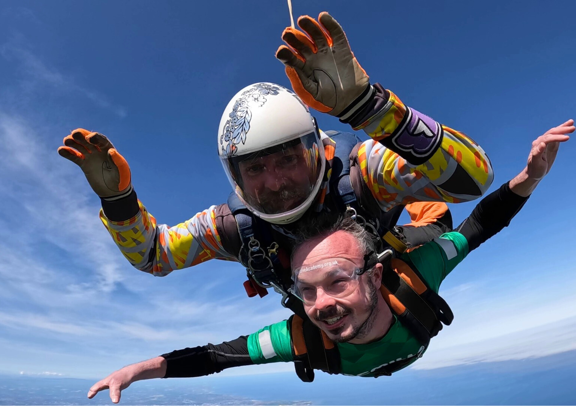 People doing a tandem skydive