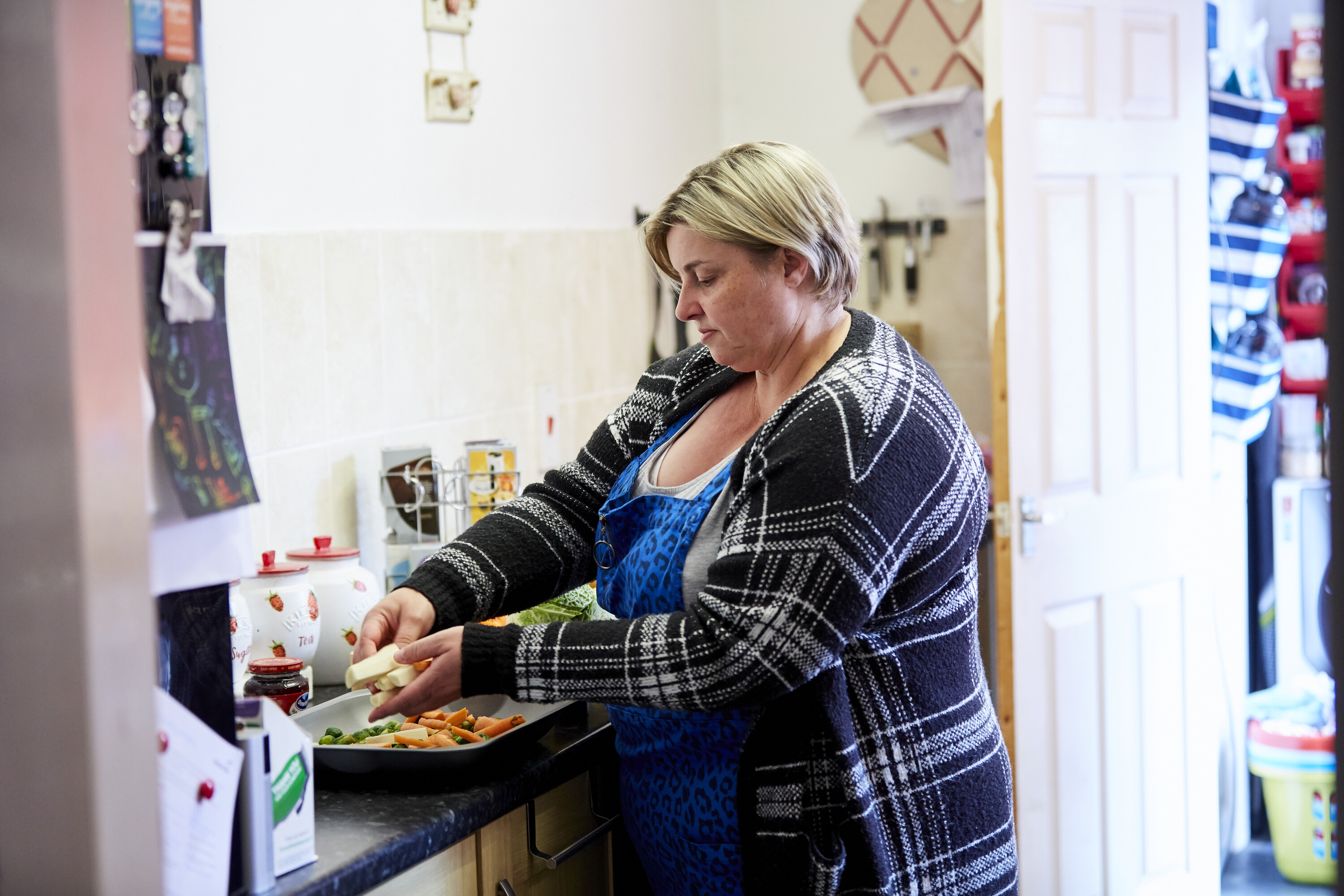 Clare preparing Christmas dinner