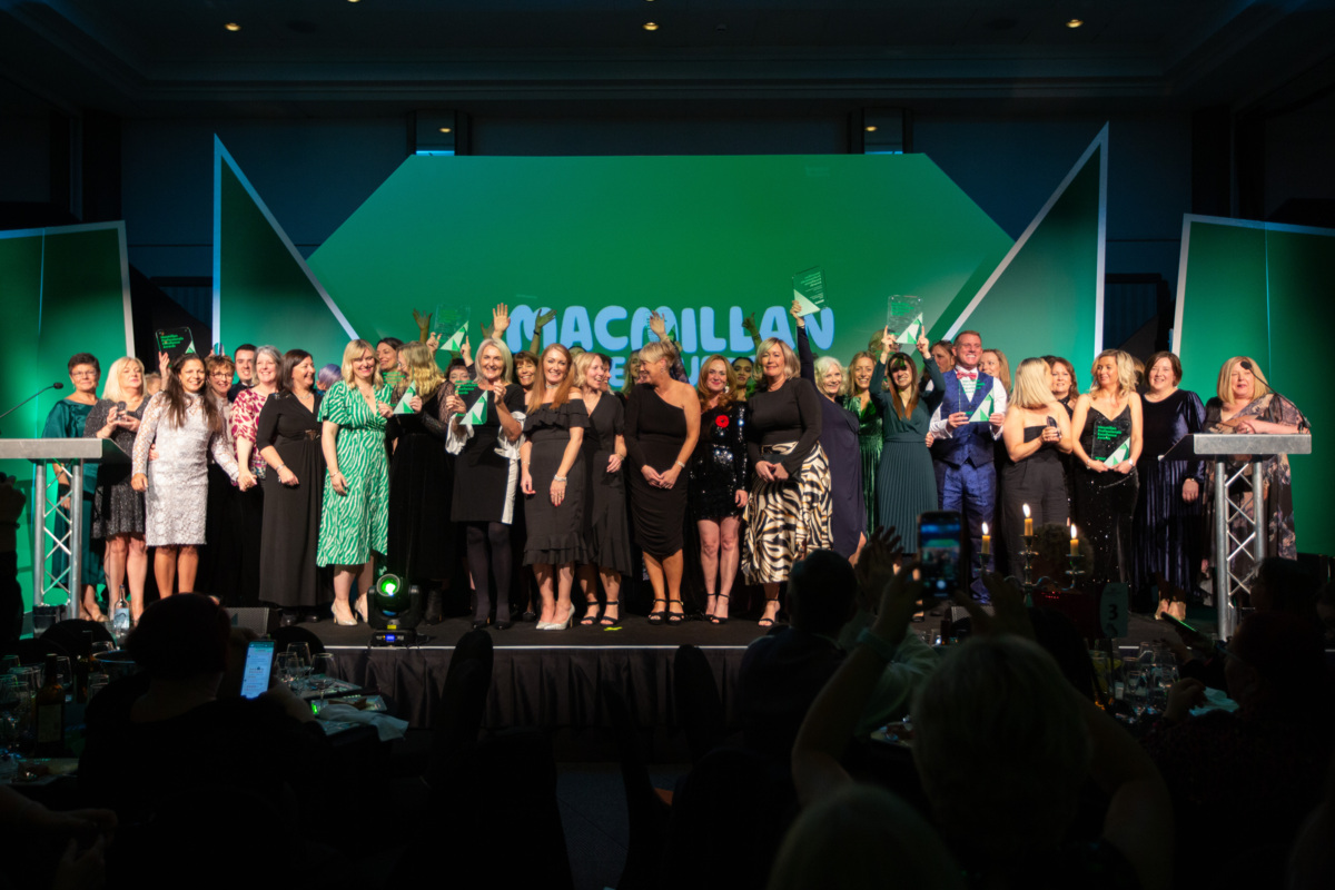 The winners of the Macmillan Professionals Excellence Awards come together for a group photo.