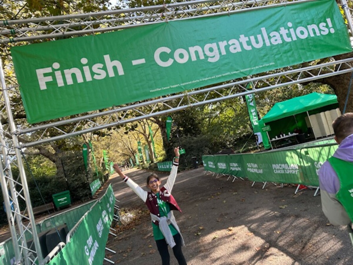 Aara at the finish line of the Walk to Support event.