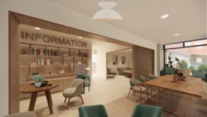An artists impression of the information zone at the York centre.