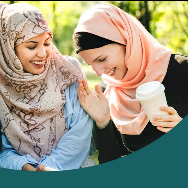 Three Muslim women talking