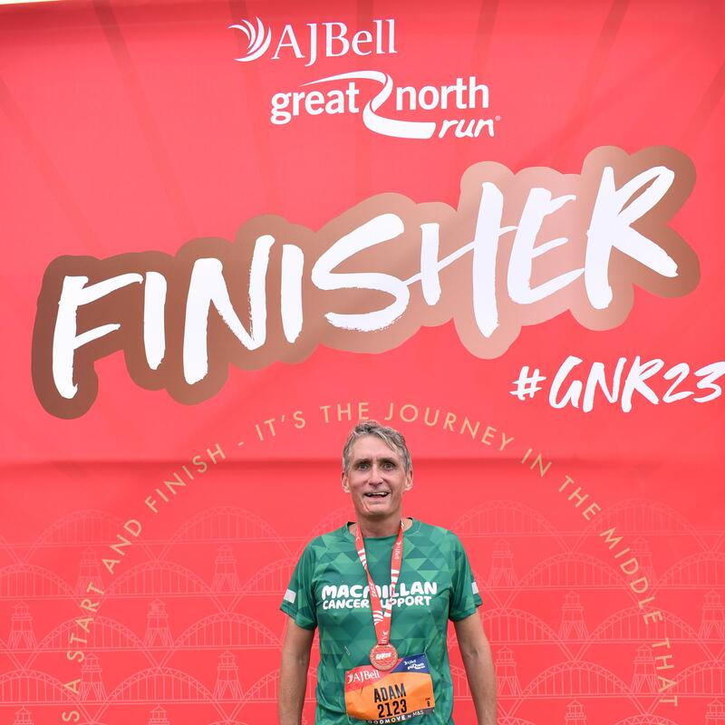 Adam with his finishers medal at the Great North Run