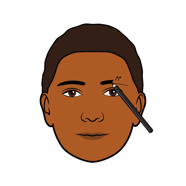 The illustration shows the third step of a 4-step eyebrow redrawing process.