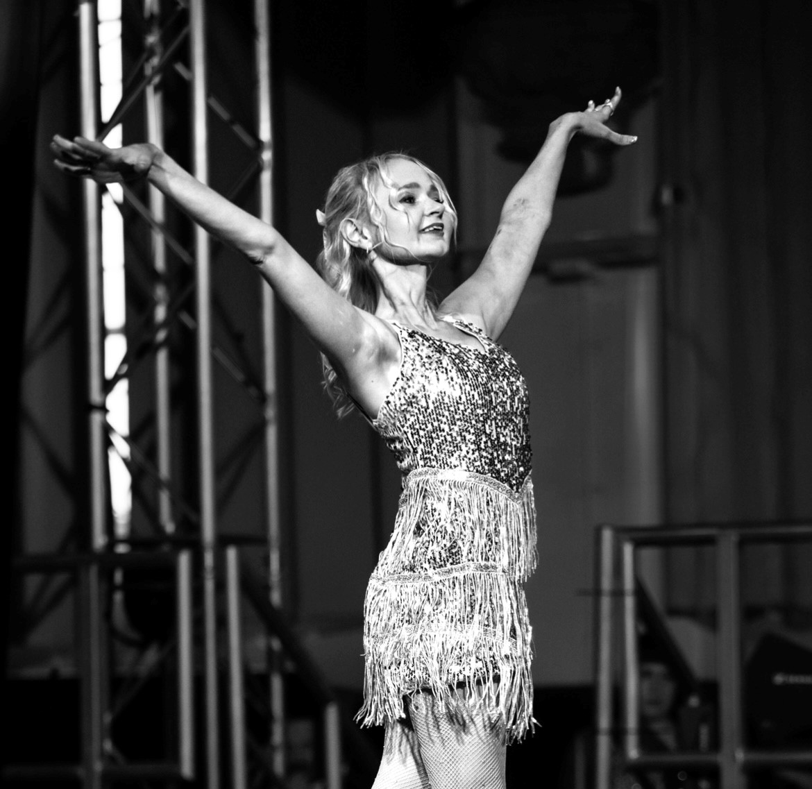 Kimberley on stage at a gala