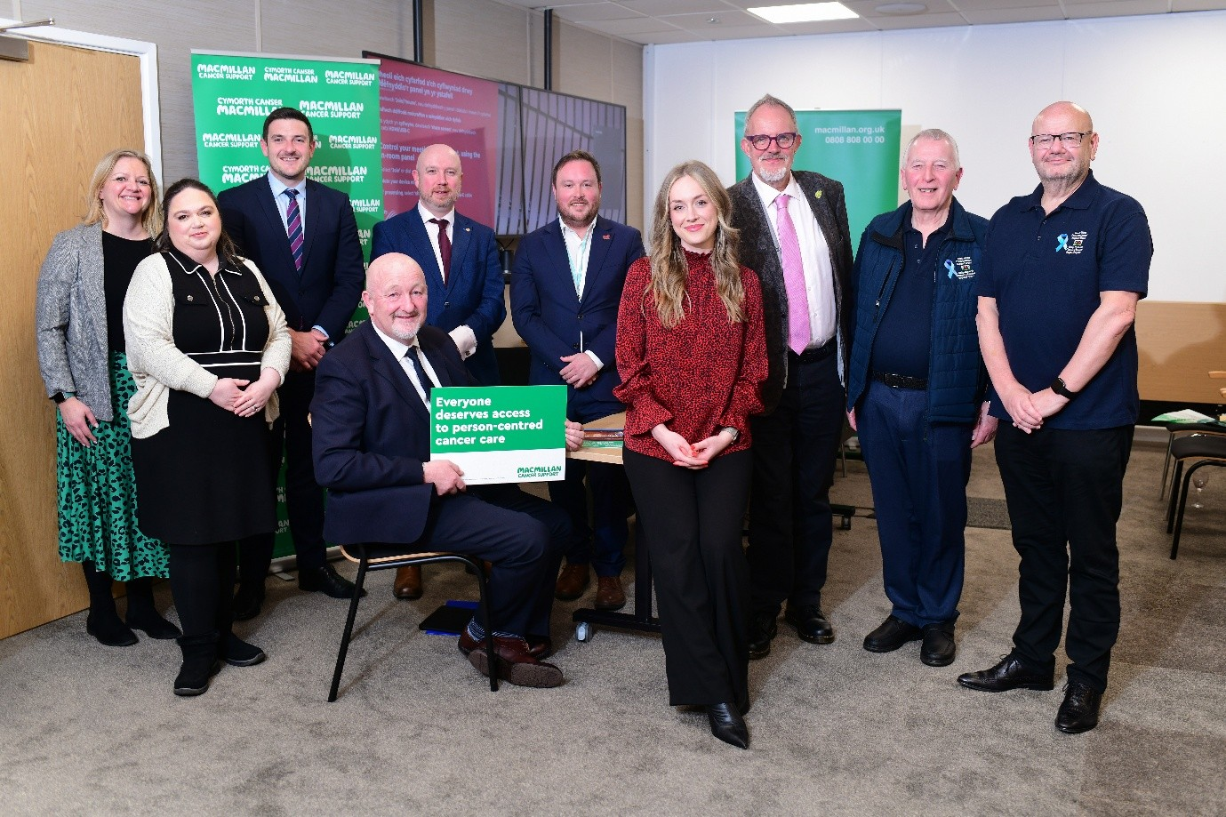 Candidates for the upcoming Senedd elections, with Macmillan Storytellers and professionals at Macmillan’s recent hustings event at the Senedd, hosted by ITV’s Katie Fenton. 