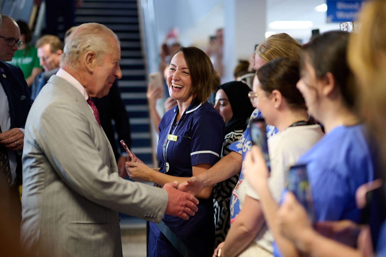 His Majesty meeting with Macmillan Professionals at newly redeveloped Sir Robert Ogden Macmillan Cancer Care Centre in York