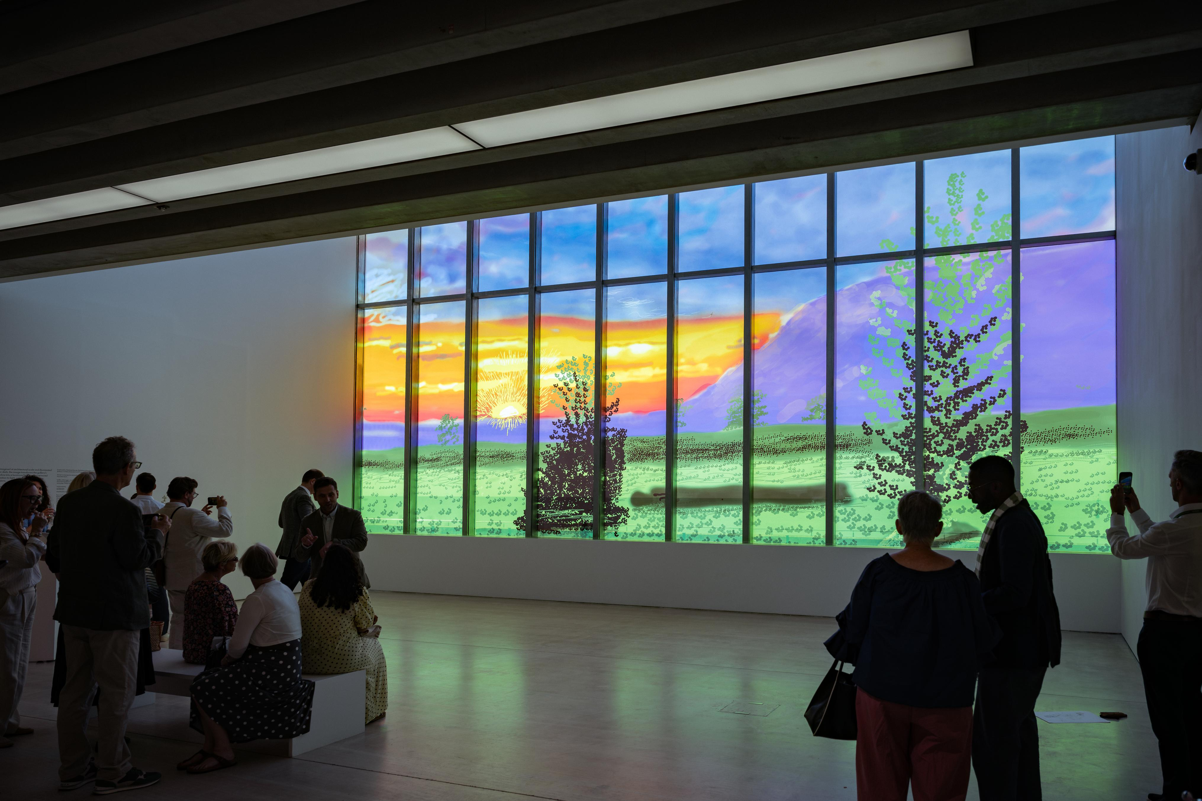 People looking at art in a gallery