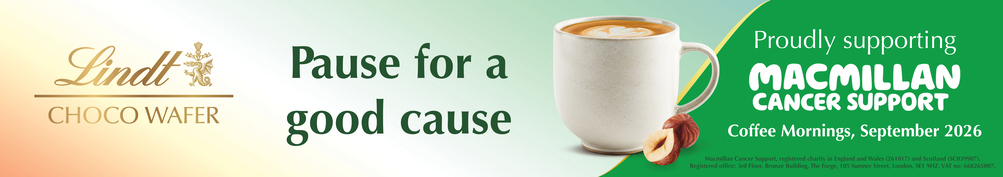 Lindt Choco Wafer. Pause for a good cause. Proudly supporting Macmillan Coffee Morning 2026 
