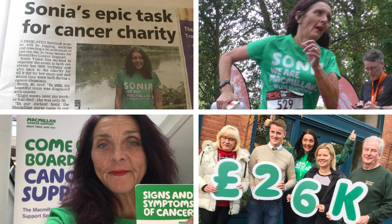 A woman volunteering and fundraising for Macmillan