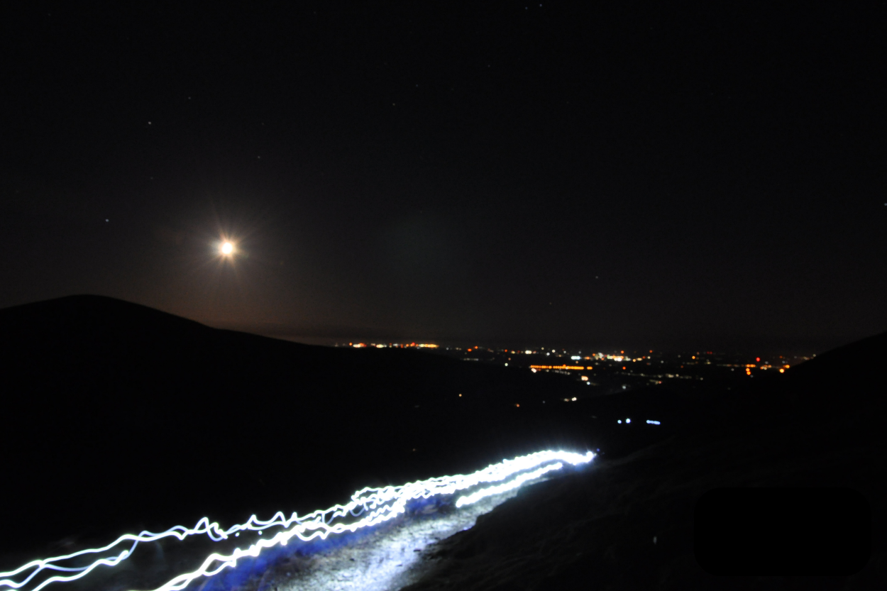 View from Scafell Pike at night